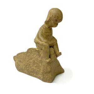 Haeger Pottery M Strubel Figurine Child Sitting on Rock Made in USA Vintage
